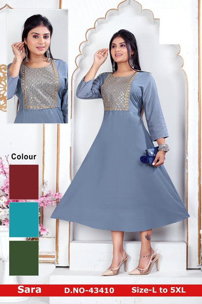 Sara Zoya Rayon Anarkali Kurtis
