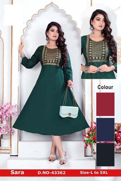 Sara Zoya Rayon Anarkali Kurtis