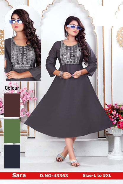 Sara Zoya Rayon Anarkali Kurtis