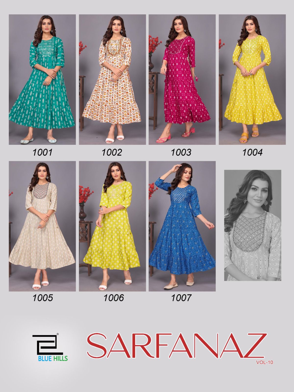 Sarfanaz Vol 10 Blue Hills Rayon One Piece