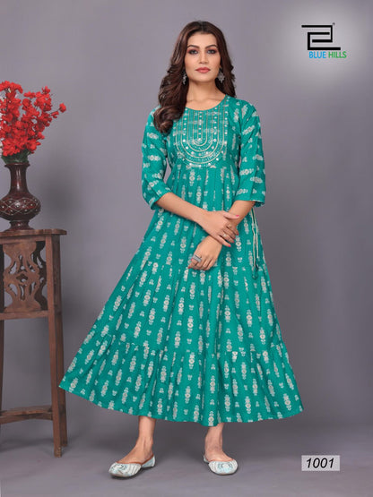 Sarfanaz Vol 10 Blue Hills Rayon One Piece