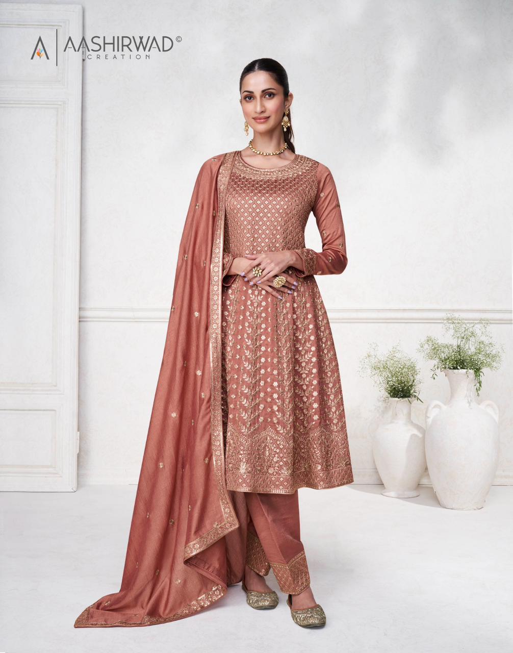 Sargam Aashirwad Creation Silk Readymade Pant Style Suits