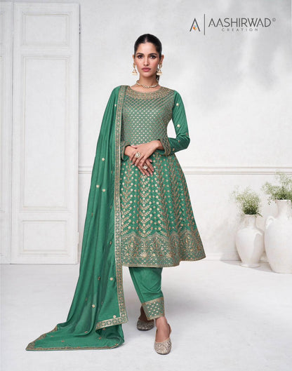 Sargam Aashirwad Creation Silk Readymade Pant Style Suits