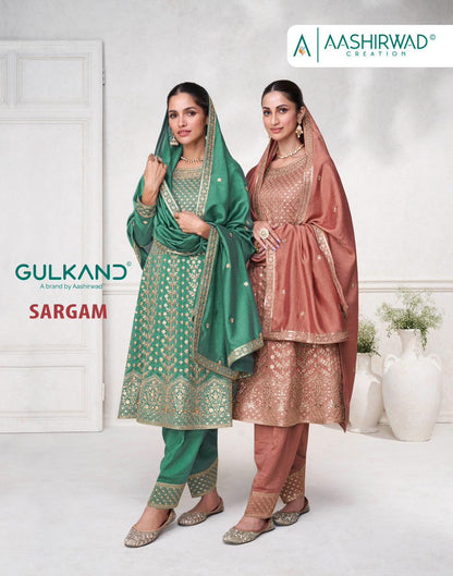 Sargam Aashirwad Creation Silk Readymade Pant Style Suits
