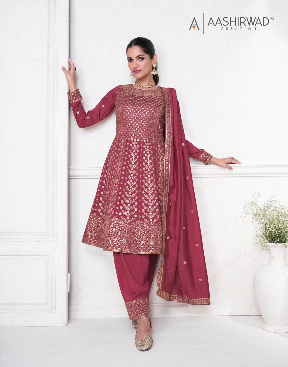 Sargam Aashirwad Creation Silk Readymade Pant Style Suits