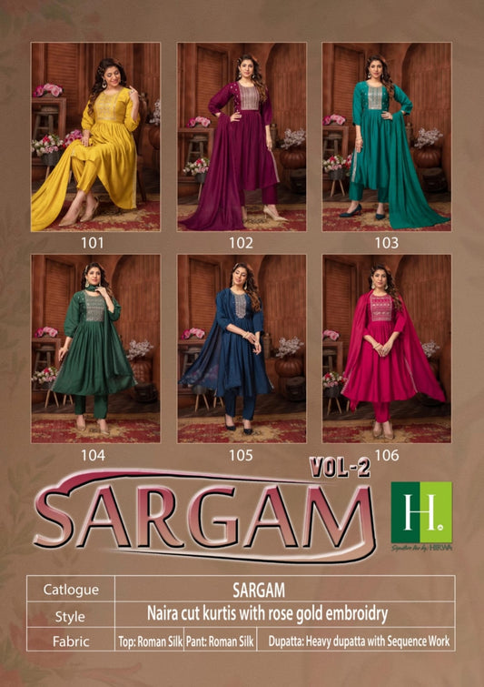 Sargam Vol 2 H Dot Silk Readymade Pant Style Suits
