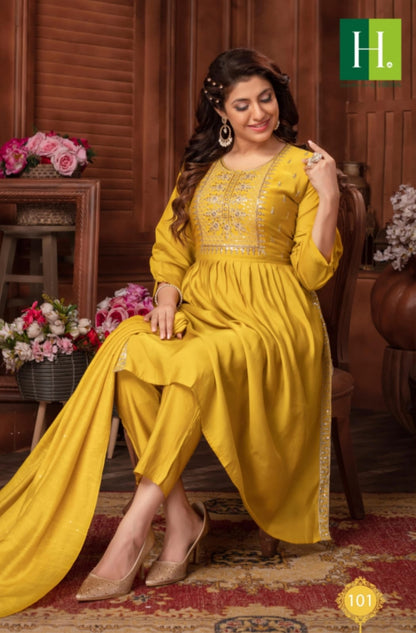 Sargam Vol 2 H Dot Silk Readymade Pant Style Suits