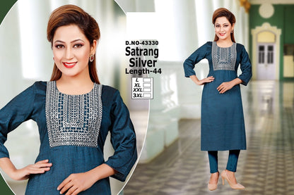Satrang Zoya Two Tone Straight Cut Kurtis
