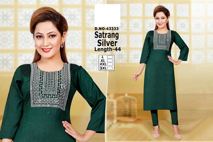 Satrang Zoya Two Tone Straight Cut Kurtis