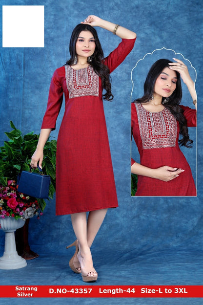 Satrang Zoya Two Tone Straight Cut Kurtis