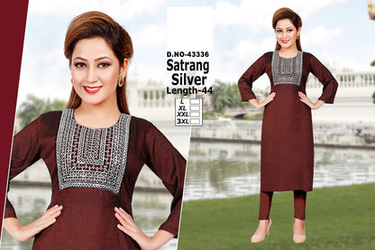 Satrang Zoya Two Tone Straight Cut Kurtis