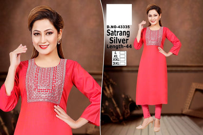 Satrang Zoya Two Tone Straight Cut Kurtis