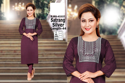 Satrang Zoya Two Tone Straight Cut Kurtis