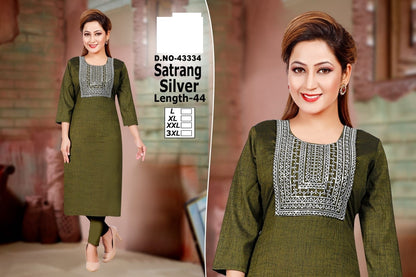 Satrang Zoya Two Tone Straight Cut Kurtis