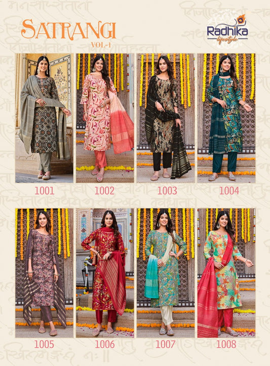 Satrangi Vol 1 Radhika Lifestyle Chanderi Readymade Pant Style Suits