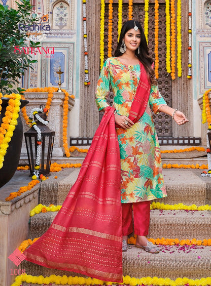 Satrangi Vol 1 Radhika Lifestyle Chanderi Readymade Pant Style Suits