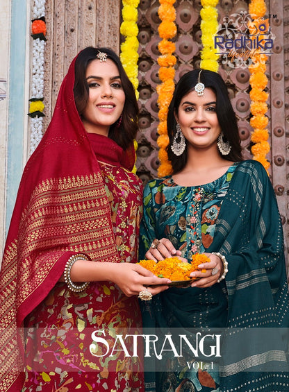 Satrangi Vol 1 Radhika Lifestyle Chanderi Readymade Pant Style Suits