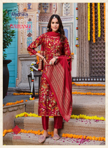 Satrangi Vol 1 Radhika Lifestyle Chanderi Readymade Pant Style Suits