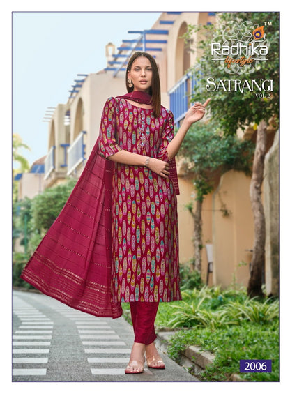 Satrangi Vol 2 Radhika Lifestyle Modal Chanderi Readymade Pant Style Suits