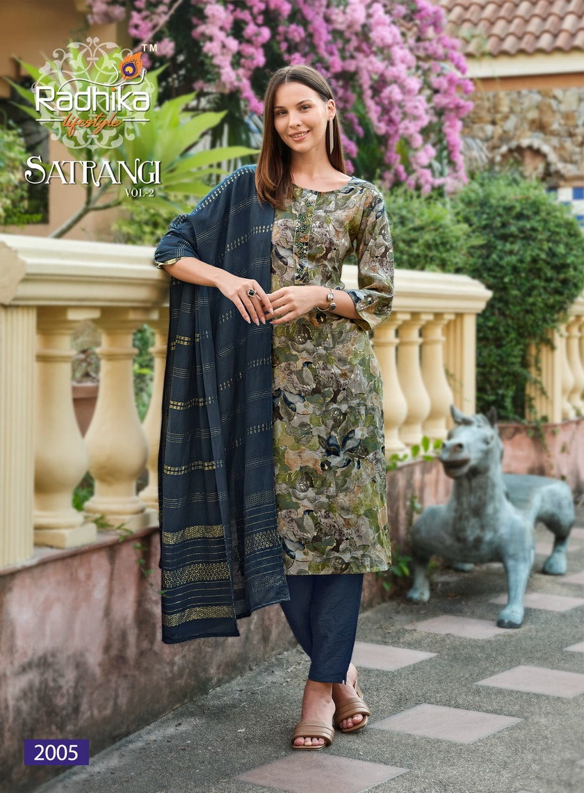 Satrangi Vol 2 Radhika Lifestyle Modal Chanderi Readymade Pant Style Suits