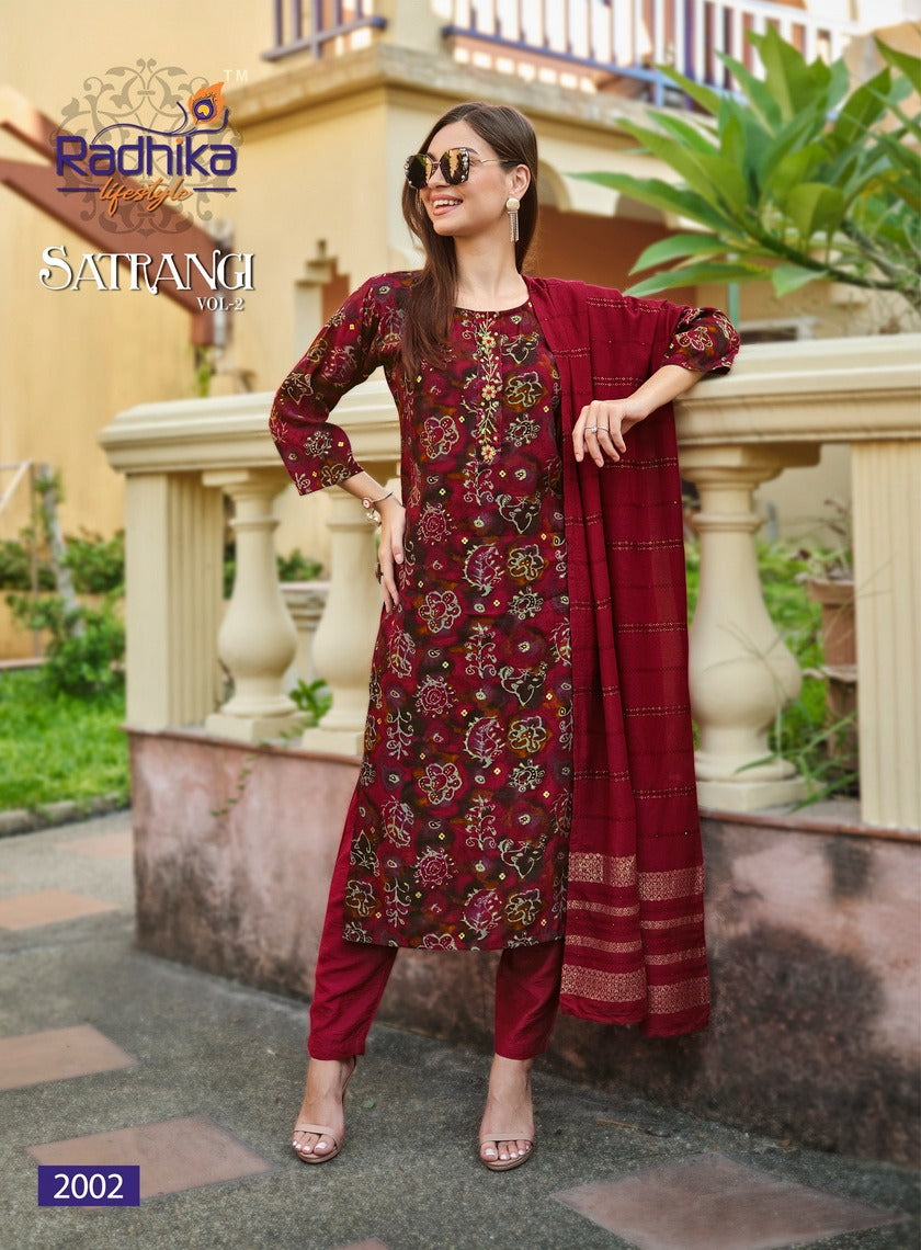 Satrangi Vol 2 Radhika Lifestyle Modal Chanderi Readymade Pant Style Suits