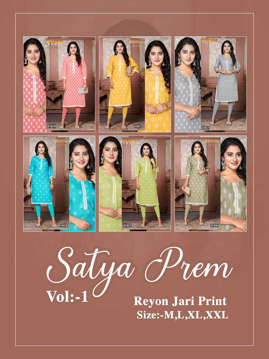 Satya Prem Vol 1 Kavinay Rayon Knee Length Kurtis
