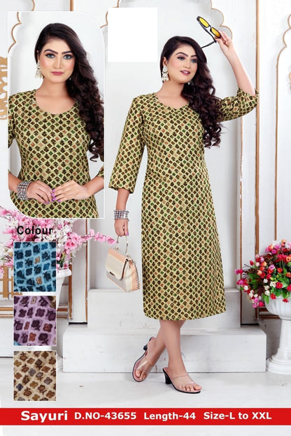 Sayuri Zoya Rayon Straight Cut Kurtis