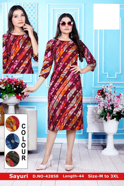 Sayuri Zoya Rayon Straight Cut Kurtis