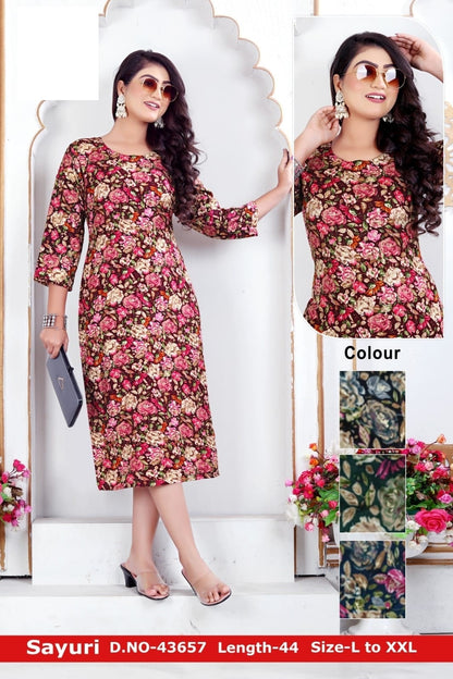 Sayuri Zoya Rayon Straight Cut Kurtis