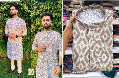 Schiffli 3.0 Bluehills Cotton Mens Kurta Pajama