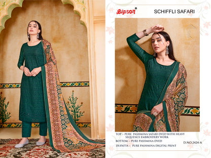 Schiffli Safari-2424 Bipson Prints Pashmina Suits