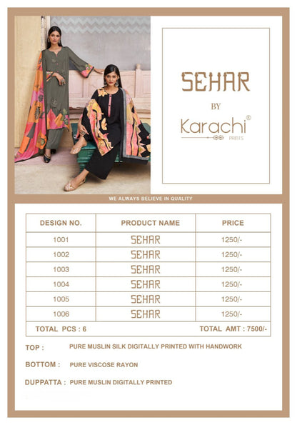 Sehar Karachi Prints Muslin Plazzo Style Suits