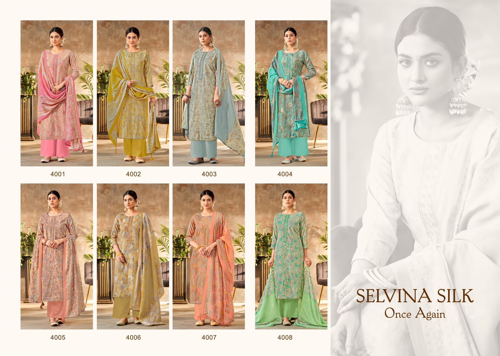 Selvina Silk Once Again Salvi Fashion Modal Silk Plazzo Style Suits