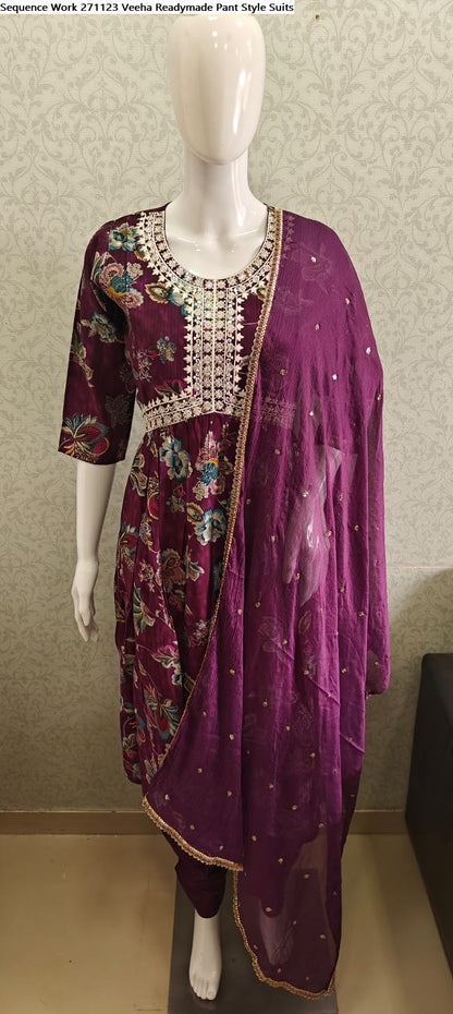 Sequence Work 271123 Veeha Modal Readymade Pant Style Suits