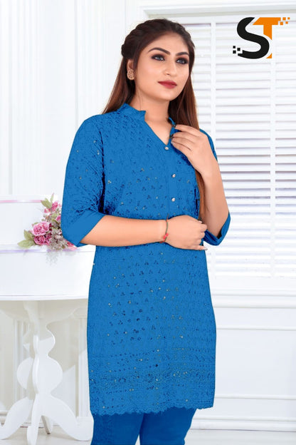Sequence Work Salas Rayon Short Kurtis
