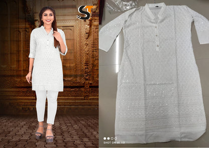 Sequence Work Salas Rayon Short Kurtis