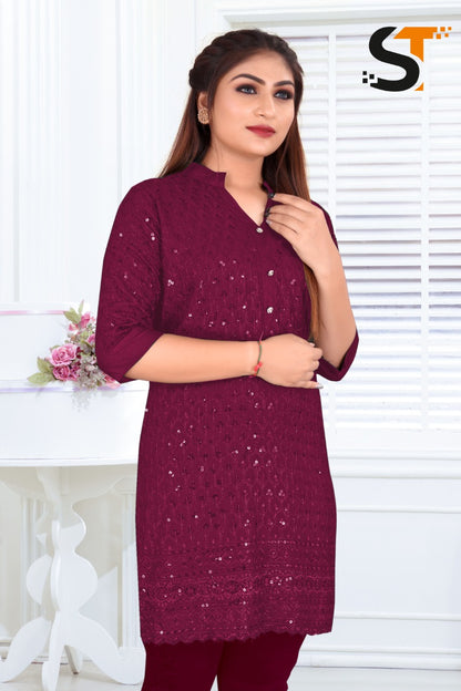 Sequence Work Salas Rayon Short Kurtis