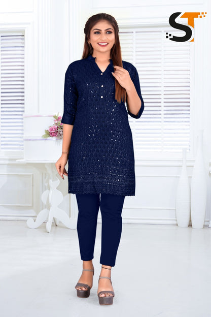 Sequence Work Salas Rayon Short Kurtis