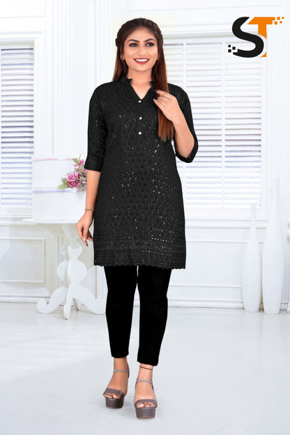 Sequence Work Salas Rayon Short Kurtis