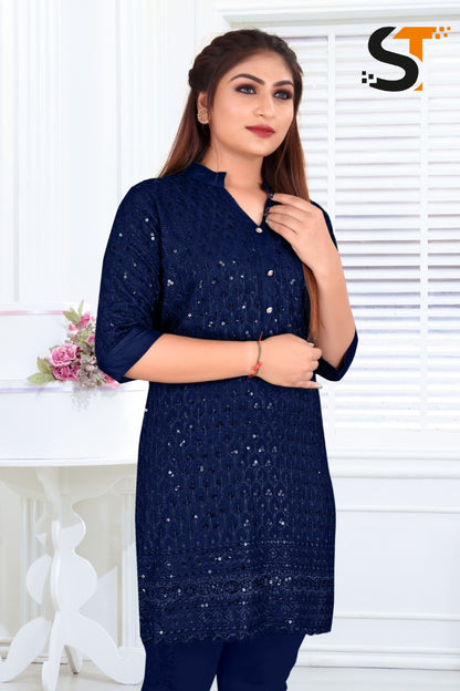 Sequence Work Salas Rayon Short Kurtis
