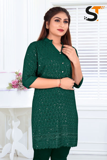 Sequence Work Salas Rayon Short Kurtis