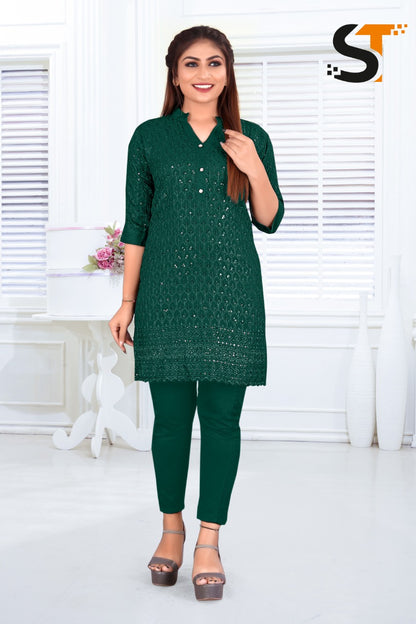 Sequence Work Salas Rayon Short Kurtis