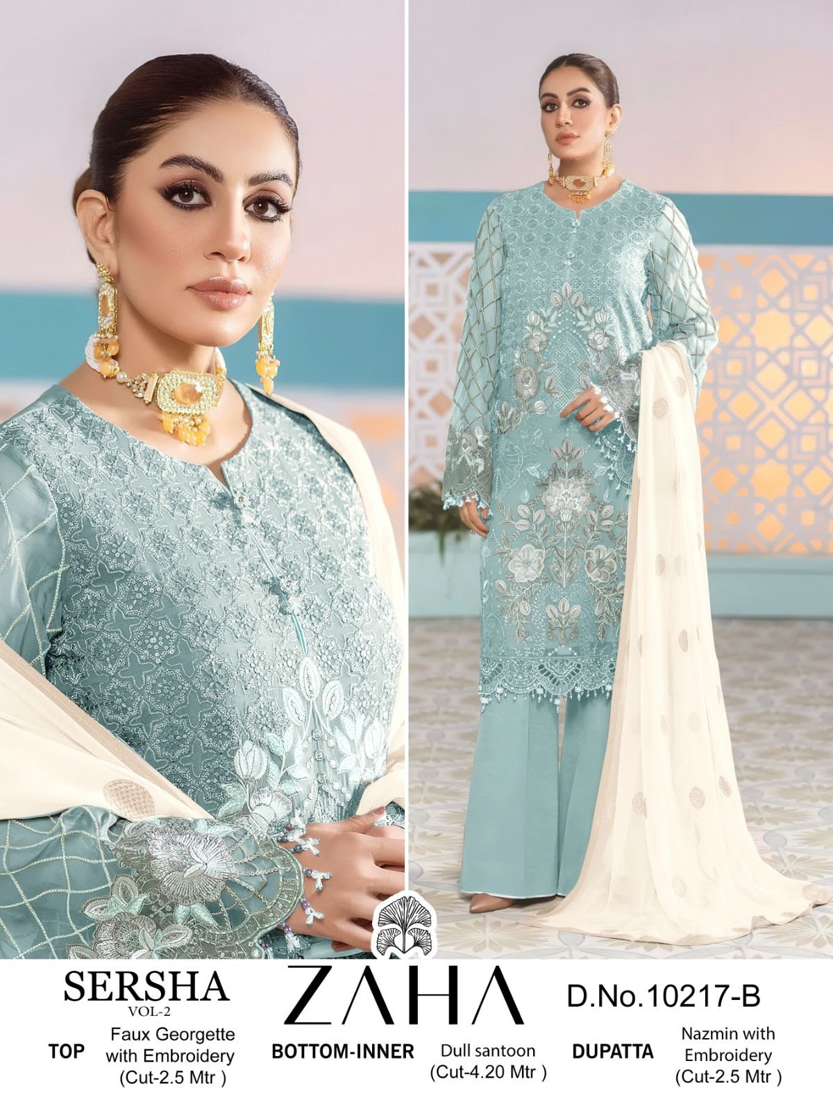 Sersha Vol 2 Dn 10217 Zaha Georgette Pakistani Salwar Suits