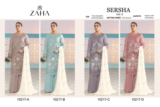 Sersha Vol 2 Dn 10217 Zaha Georgette Pakistani Salwar Suits