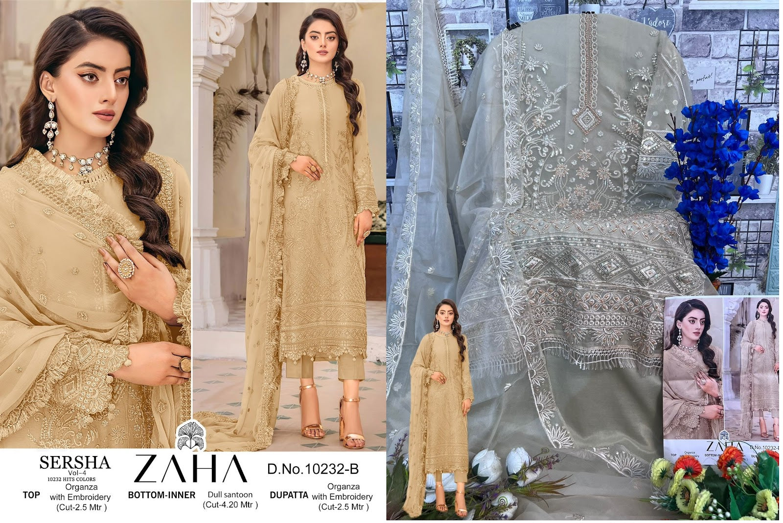 Sersha Vol 4 Zaha Organza Pakistani Salwar Suits