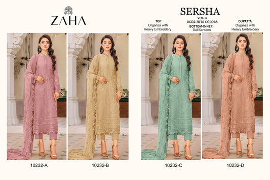 Sersha Vol 4 Zaha Organza Pakistani Salwar Suits