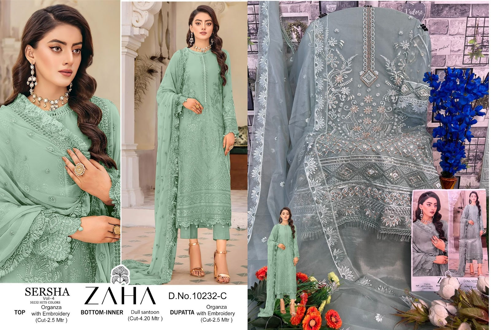 Sersha Vol 4 Zaha Organza Pakistani Salwar Suits