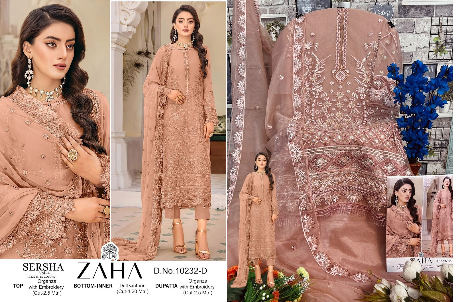 Sersha Vol 4 Zaha Organza Pakistani Salwar Suits