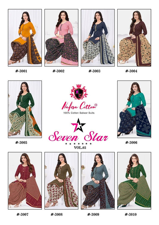 Seven Star Vol 3 Nafisa Cotton Cotton Patiyala Style Suits