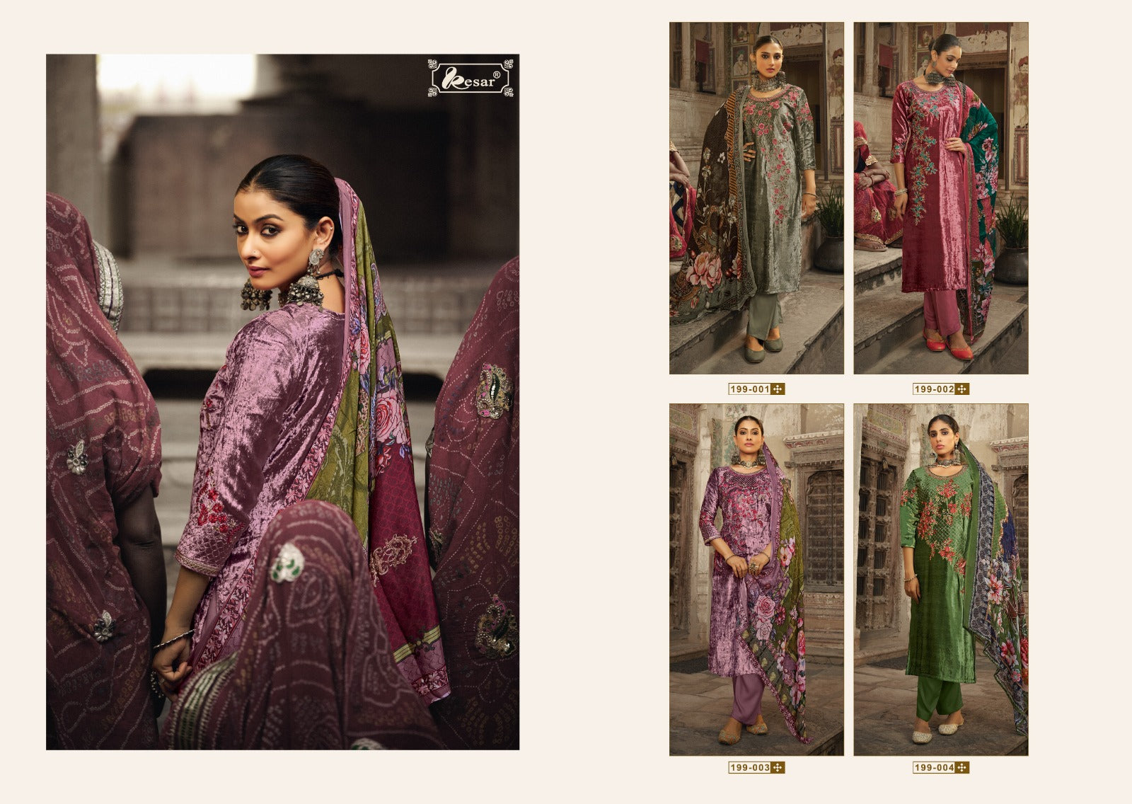 Shan A Sahanaz Kesar Viscose Velvet Suits